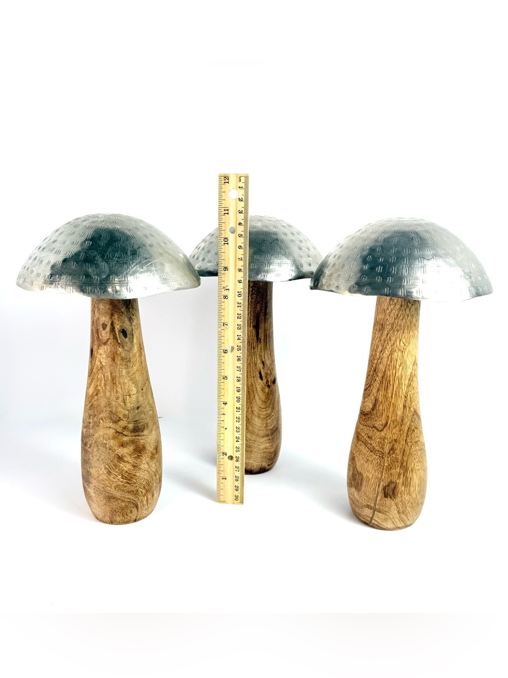 Three Laurel Grove Steel Metal & Wood Toadstool Mushroom Sculpture 10”Home Decor - Picture 13 of 15